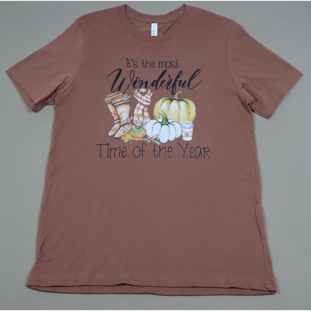 Women's Fall "It's the most wonderful time of the year" Graphic Tee - Brown - L